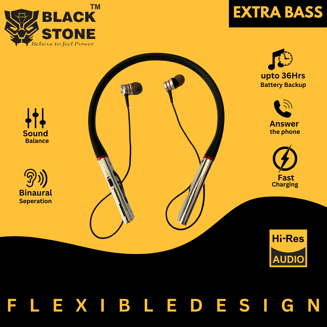 BLACK STONE Sport Neckband: 36hrs Battery, Extra Bass, Binaural Separation